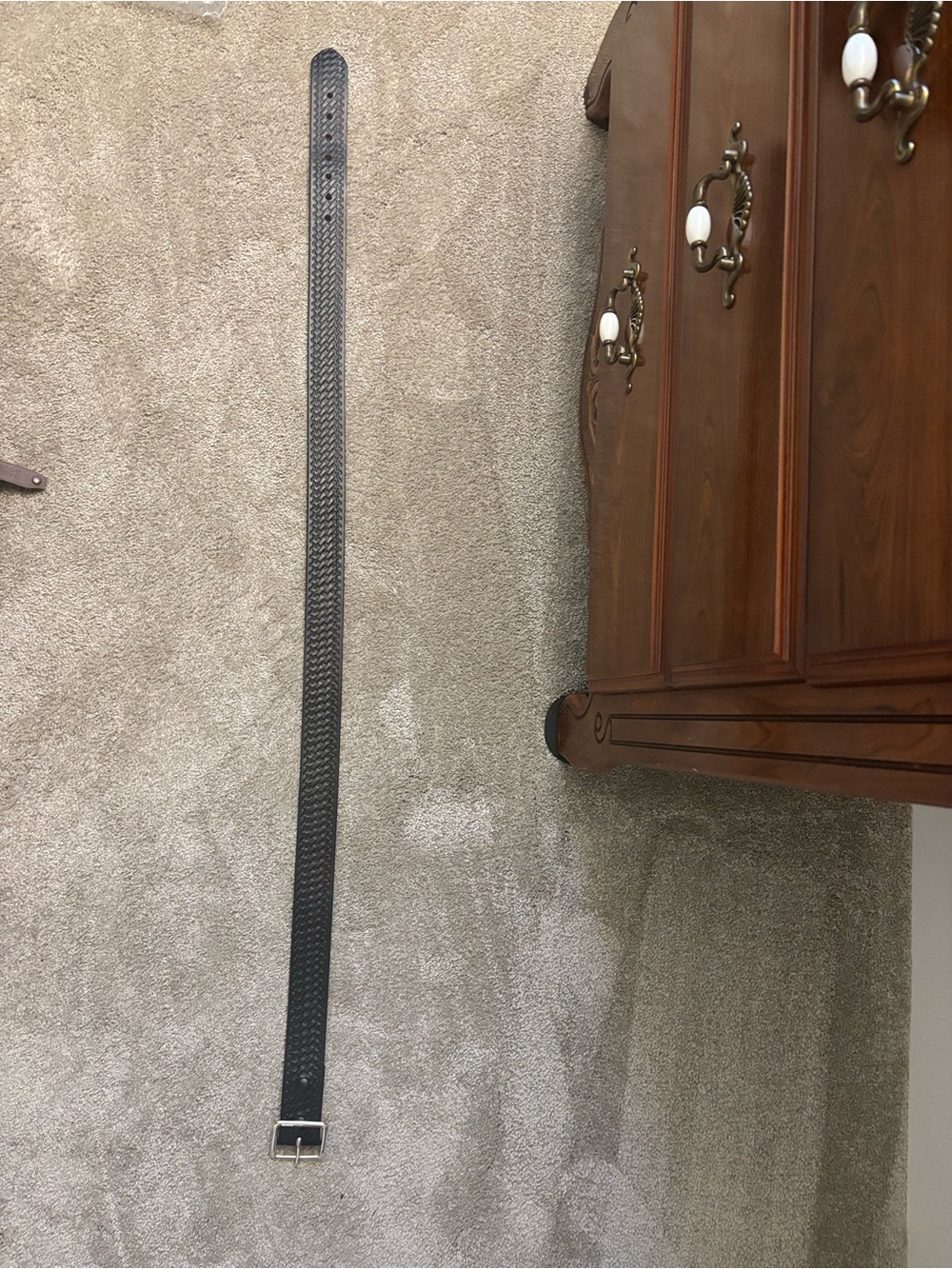 Woven Textured Black Leather Belt size 44